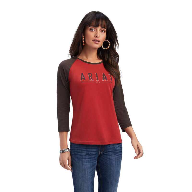 Ariat Hemden Damen - Real Arrow Classic Fit Rot/DunkelBraun ( KNFQC-7429 )